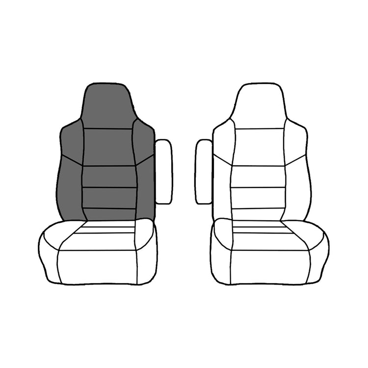 1997 - 1998 Ford F150 Passenger Side Top Cover - Medium Graphite - Leather/Vinyl - P6 - Back Config Vinyl at Headrest Cover with Carpet Bottom Cover and Cut Out for Lever