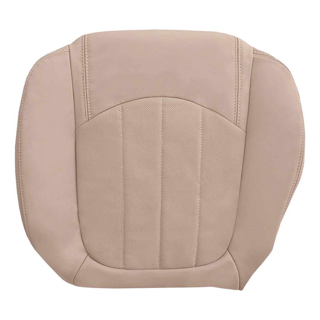 a beige leather seat cover with perforated inserts