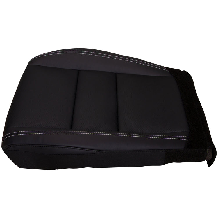 2014 - 2016 Jeep Grand Cherokee Limited - Front Row Driver Side Bottom Cover with Perforated Inserts In Black OEM Material Config. Leather/Vinyl with White Accent Stitching