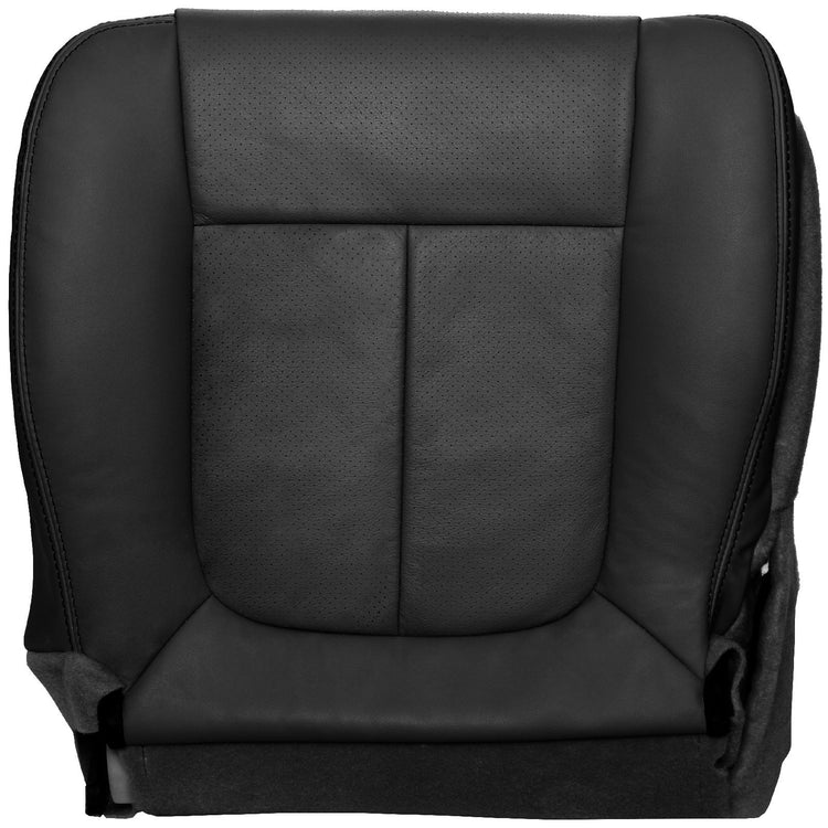 2009 - 2010 Ford F150 Lariat Supercrew Cab - Driver Side Bottom Cover - Bucket or 40/20/40 Seats - OEM Material Config. Leather/Vinyl - Charcoal Black with Ford Natural Perf Center Inserts and Accent Stitching