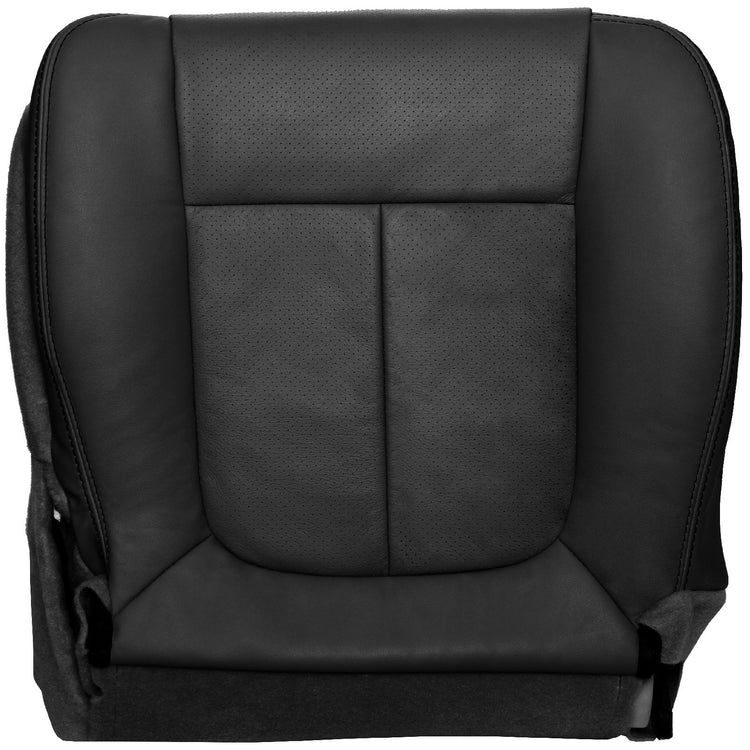 2009 - 2010 Ford F150 Lariat Super Cab - Passenger Side Bottom Cover - Bucket or 40/20/40 Seats - OEM Material Config. Leather/Vinyl - Charcoal Black with Ford Natural Perf Center Inserts and Accent Stitching