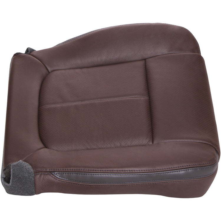 2011 - 2012 Ford F150 Platinum Supercrew Cab - Passenger Side Bottom Seat Cover - OEM Material Config. Leather/Vinyl - Sienna Brown with Dusk Gray Accent - with Perforated Inserts for Heated and Cooled Seats - Nwf