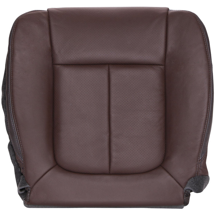 2011 - 2012 Ford F150 Platinum Supercrew Cab - Passenger Side Bottom Seat Cover - OEM Material Config. Leather/Vinyl - Sienna Brown with Dusk Gray Accent - with Perforated Inserts for Heated and Cooled Seats - Nwf