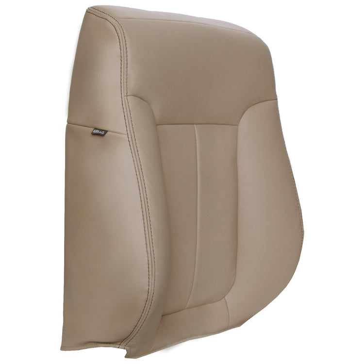 2009 - 2010 Ford F150 Lariat Super Cab - Passenger Side Top Cover - Bucket or 40/20/40 Seats - Medium Camel - OEM Material Config. Leather/Vinyl with Ford Natural Perf Center Inserts for Heated and Cooled Seats, Side Impact Airbag and Accent Stitching - P