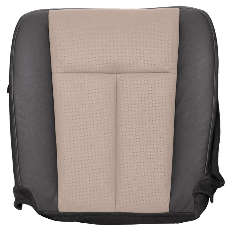 2007 - 2008 Ford Expedition EL Eddie Bauer Driver Bottom Cover with Ford Standard Perf - Graystone with Camel Inserts - Leather/Vinyl with White Tex210 - P2